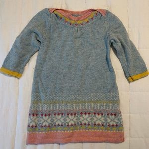 Baby Boden cotton wool Faire isle sweater dress, 6-12 months